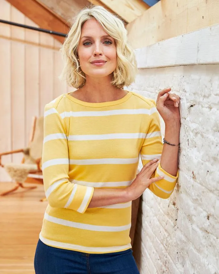 Cotton Traders Tops and TShirts Wrinkle Free Sleeve Boat Neck Stripe Jersey Top 8211 Women