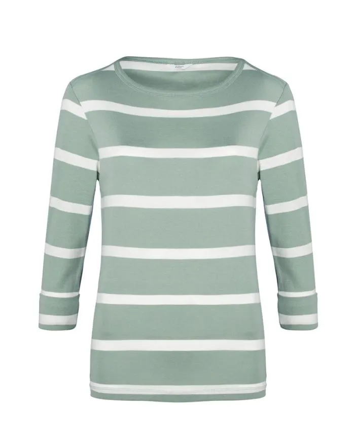 Cotton Traders Tops and TShirts Wrinkle Free Sleeve Boat Neck Stripe Jersey Top 8211 Women