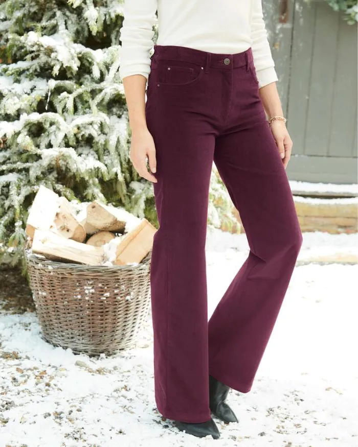 Cotton Traders Trousers Stamford Stretch Cord Wide Leg Trousers 8211 Women