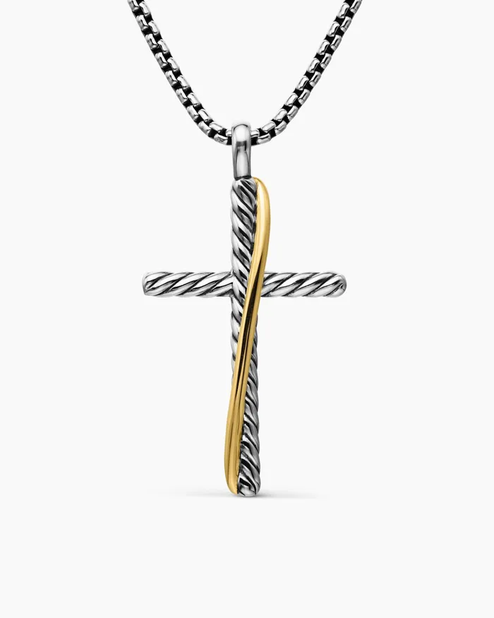 Crossover Cross Necklace In Sterling Silver With 18K Yellow Gold 356mm Women David Yurman Pendant Crossover Cross Necklace In Sterling Silver With 18K Yellow Gold 356mm Women David Yurman Pendant