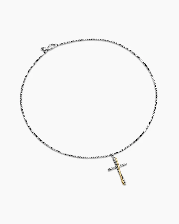 Crossover Cross Necklace In Sterling Silver With 18K Yellow Gold 356mm Women David Yurman Pendant Crossover Cross Necklace In Sterling Silver With 18K Yellow Gold 356mm Women David Yurman Pendant