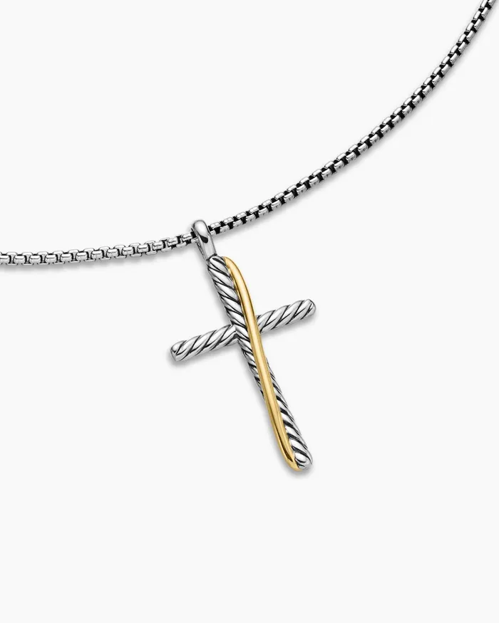 Crossover Cross Necklace In Sterling Silver With 18K Yellow Gold 356mm Women David Yurman Pendant Crossover Cross Necklace In Sterling Silver With 18K Yellow Gold 356mm Women David Yurman Pendant