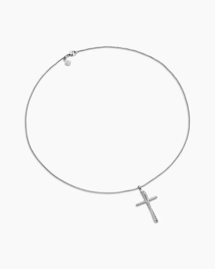 Crossover Cross Necklace In Sterling Silver With Diamonds 356mm Women David Yurman Pendant Crossover Cross Necklace In Sterling Silver With Diamonds 356mm Women David Yurman Pendant