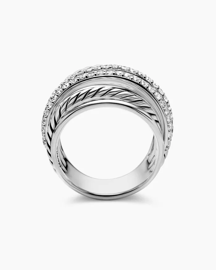 Crossover Dome Ring In Sterling Silver With Diamonds 18mm Women David Yurman Statement Crossover Dome Ring In Sterling Silver With Diamonds 18mm Women David Yurman Statement