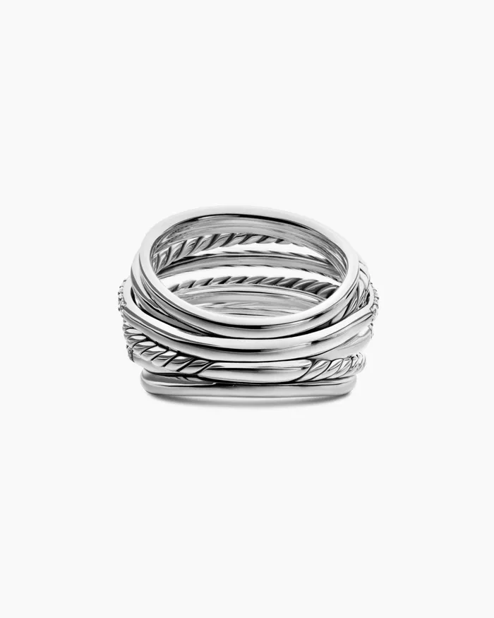 Crossover Dome Ring In Sterling Silver With Diamonds 18mm Women David Yurman Statement Crossover Dome Ring In Sterling Silver With Diamonds 18mm Women David Yurman Statement