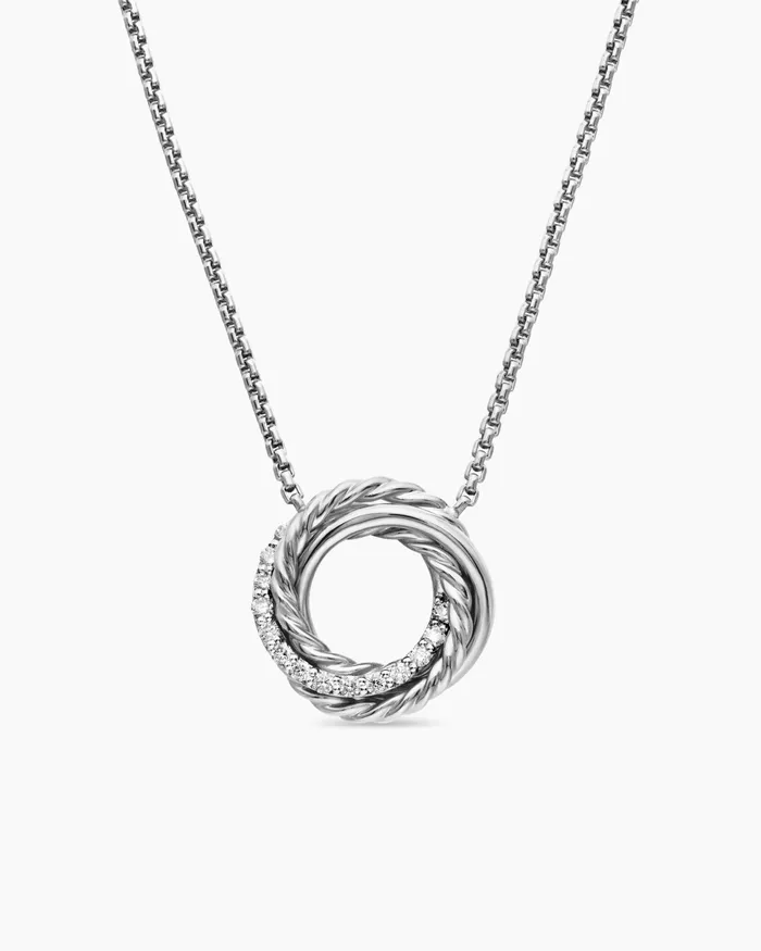 Crossover Pendant Necklace In Sterling Silver With Diamonds 145mm Women David Yurman Pendant Crossover Pendant Necklace In Sterling Silver With Diamonds 145mm Women David Yurman Pendant