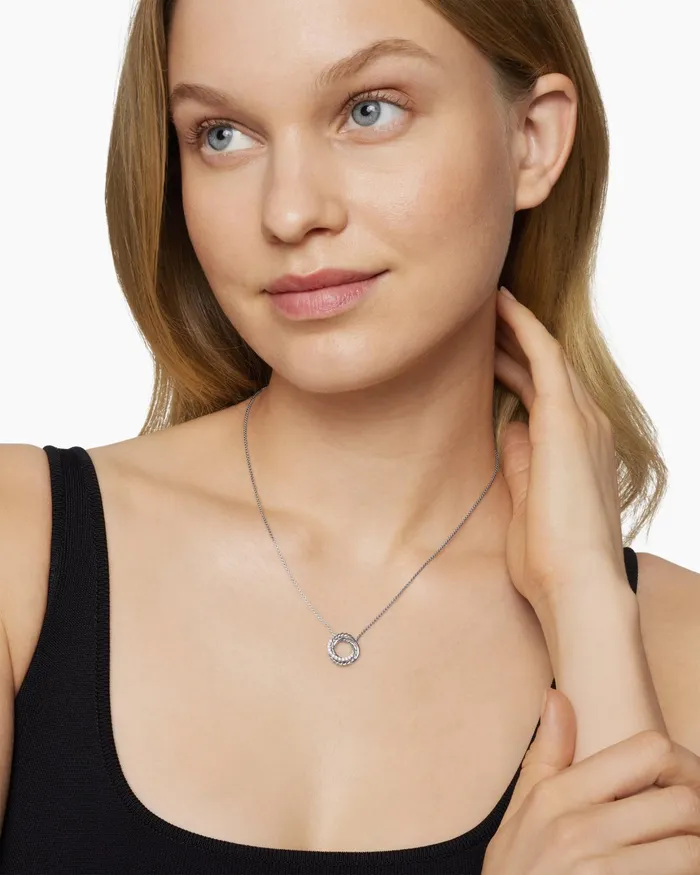 Crossover Pendant Necklace In Sterling Silver With Diamonds 145mm Women David Yurman Pendant Crossover Pendant Necklace In Sterling Silver With Diamonds 145mm Women David Yurman Pendant