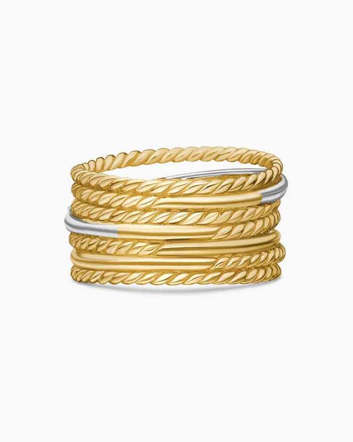 Crossover Ring In 18K Yellow Gold With Diamonds 12mm Women David Yurman Statement Crossover Ring In 18K Yellow Gold With Diamonds 12mm Women David Yurman Statement
