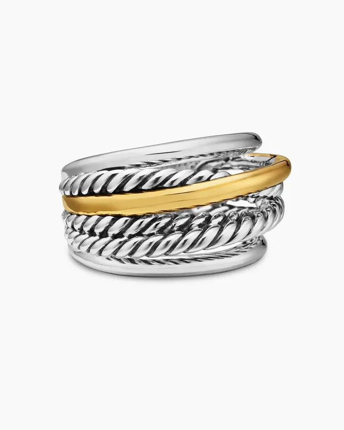 Crossover Ring In Sterling Silver With 14K Yellow Gold 147mm Women David Yurman Statement Crossover Ring In Sterling Silver With 14K Yellow Gold 147mm Women David Yurman Statement