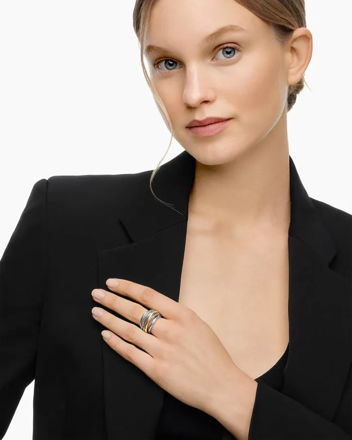 Crossover Ring In Sterling Silver With 14K Yellow Gold 147mm Women David Yurman Statement