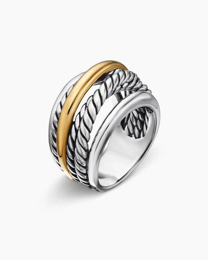 Crossover Ring In Sterling Silver With 14K Yellow Gold 147mm Women David Yurman Statement