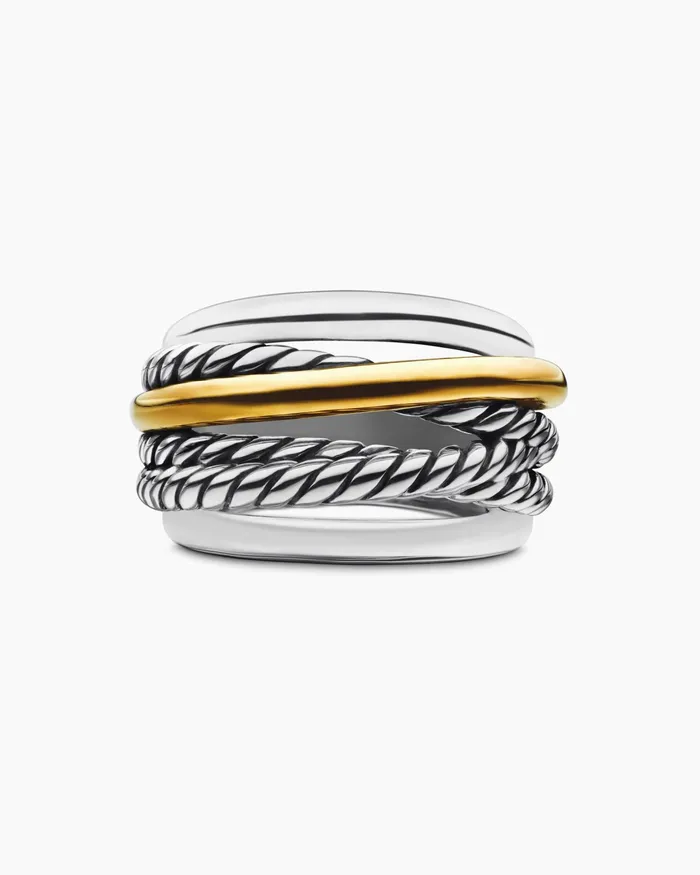 Crossover Ring In Sterling Silver With 14K Yellow Gold 147mm Women David Yurman Statement