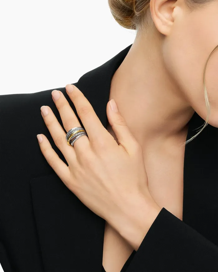 Crossover Ring In Sterling Silver With 14K Yellow Gold 147mm Women David Yurman Statement