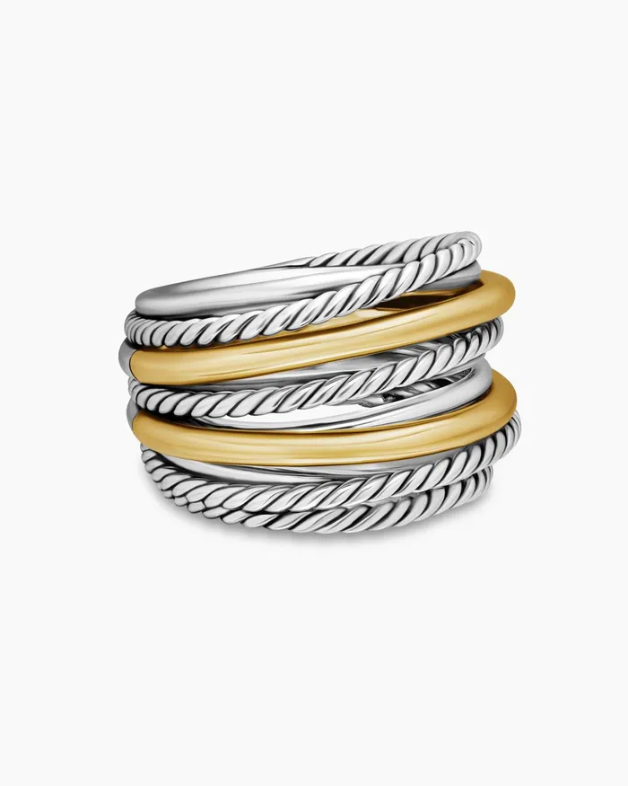 Crossover Ring In Sterling Silver With 18K Yellow Gold 178mm Women David Yurman Statement Crossover Ring In Sterling Silver With 18K Yellow Gold 178mm Women David Yurman Statement