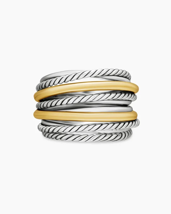 Crossover Ring In Sterling Silver With 18K Yellow Gold 178mm Women David Yurman Statement Crossover Ring In Sterling Silver With 18K Yellow Gold 178mm Women David Yurman Statement