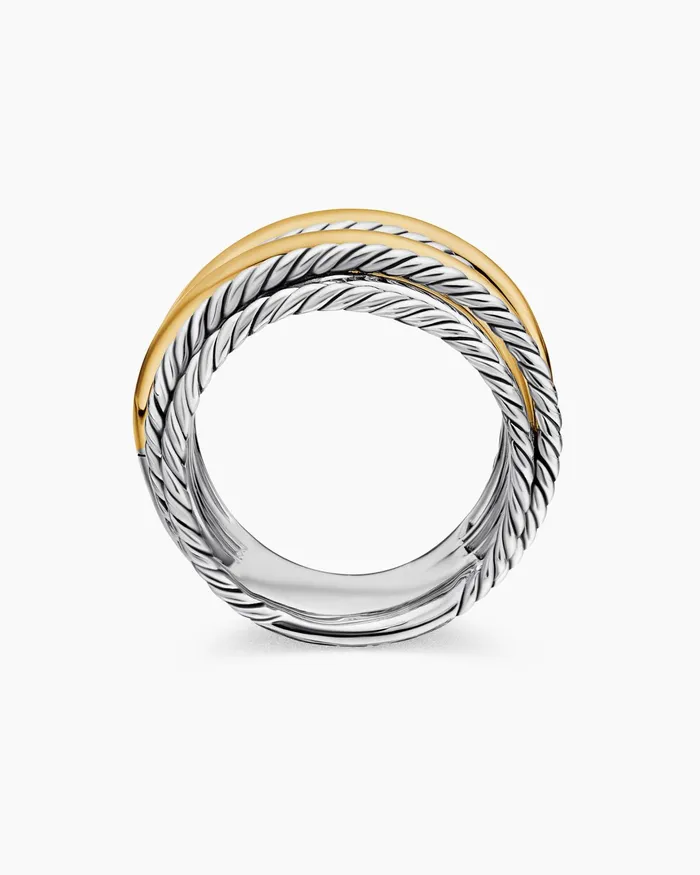 Crossover Ring In Sterling Silver With 18K Yellow Gold 178mm Women David Yurman Statement Crossover Ring In Sterling Silver With 18K Yellow Gold 178mm Women David Yurman Statement
