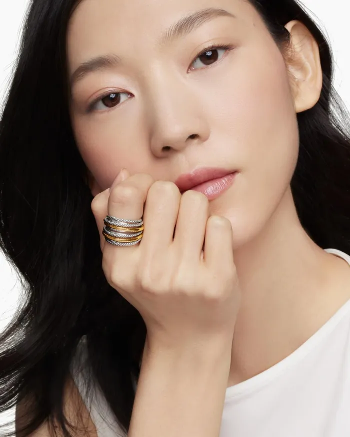 Crossover Ring In Sterling Silver With 18K Yellow Gold 178mm Women David Yurman Statement Crossover Ring In Sterling Silver With 18K Yellow Gold 178mm Women David Yurman Statement