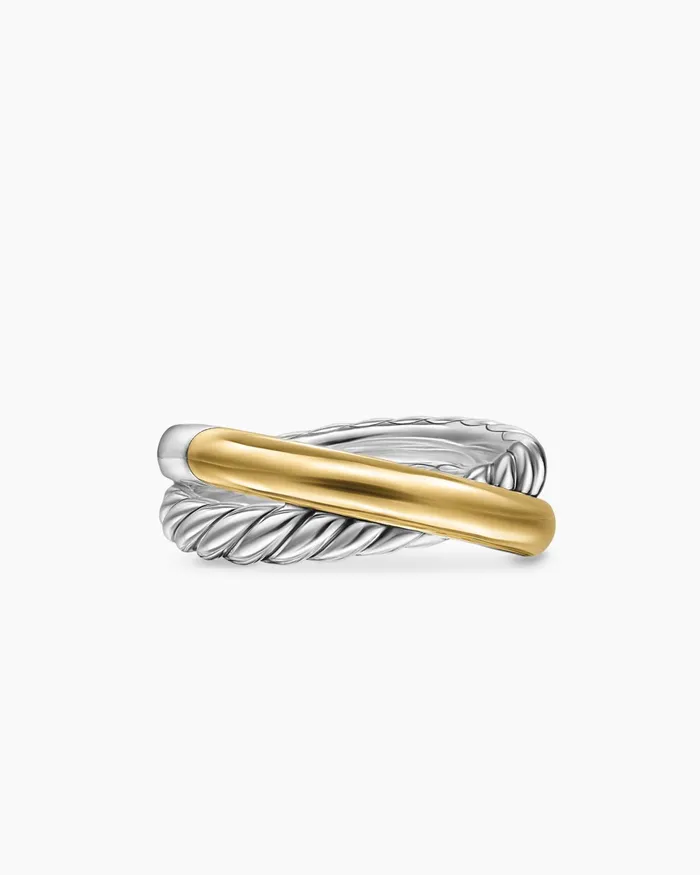 Crossover Two Row Ring In Sterling Silver With 14K Yellow Gold 75mm Women David Yurman Band Crossover Two Row Ring In Sterling Silver With 14K Yellow Gold 75mm Women David Yurman Band