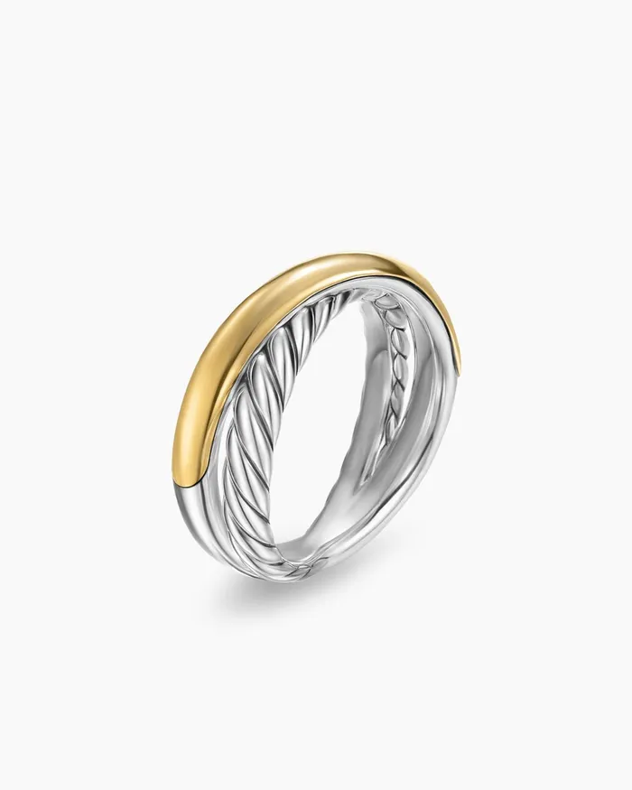 Crossover Two Row Ring In Sterling Silver With 14K Yellow Gold 75mm Women David Yurman Band