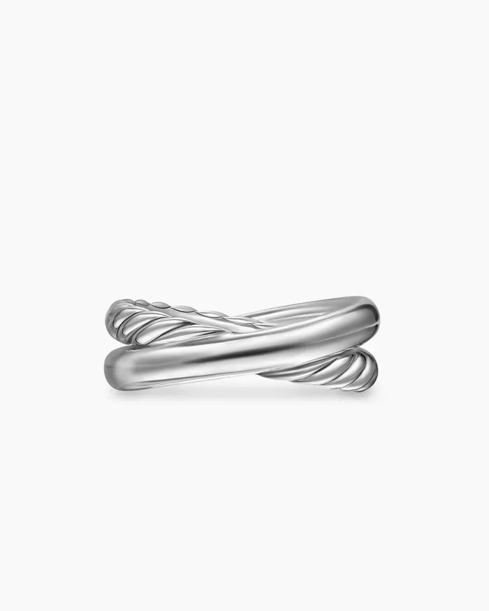 Crossover Two Row Ring In Sterling Silver With 14K Yellow Gold 75mm Women David Yurman Band