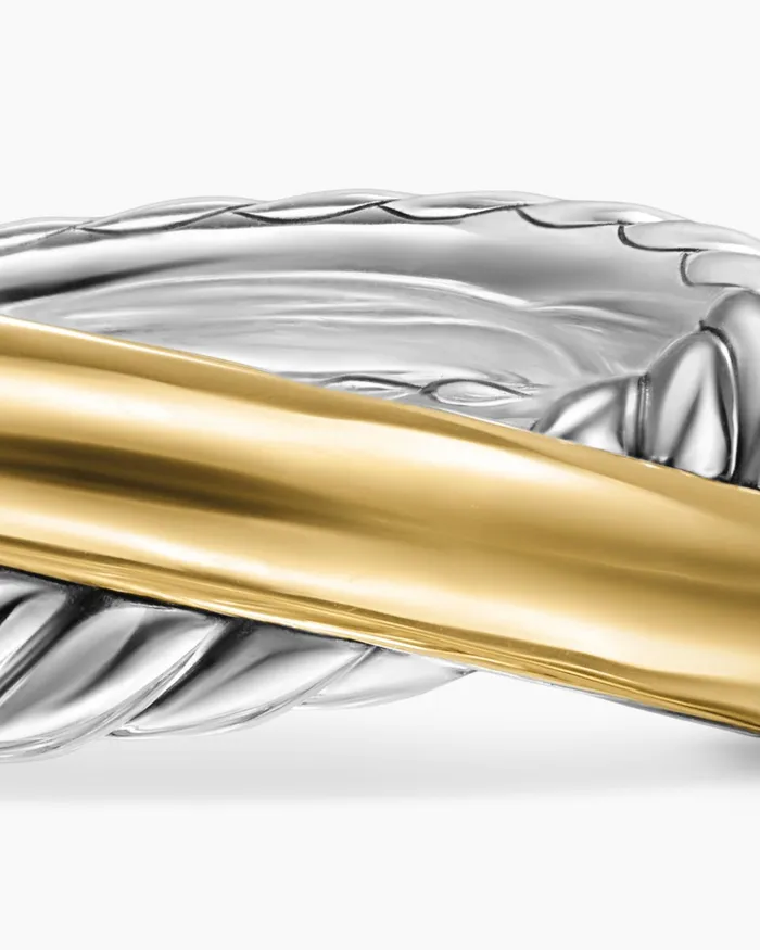 Crossover Two Row Ring In Sterling Silver With 14K Yellow Gold 75mm Women David Yurman Band