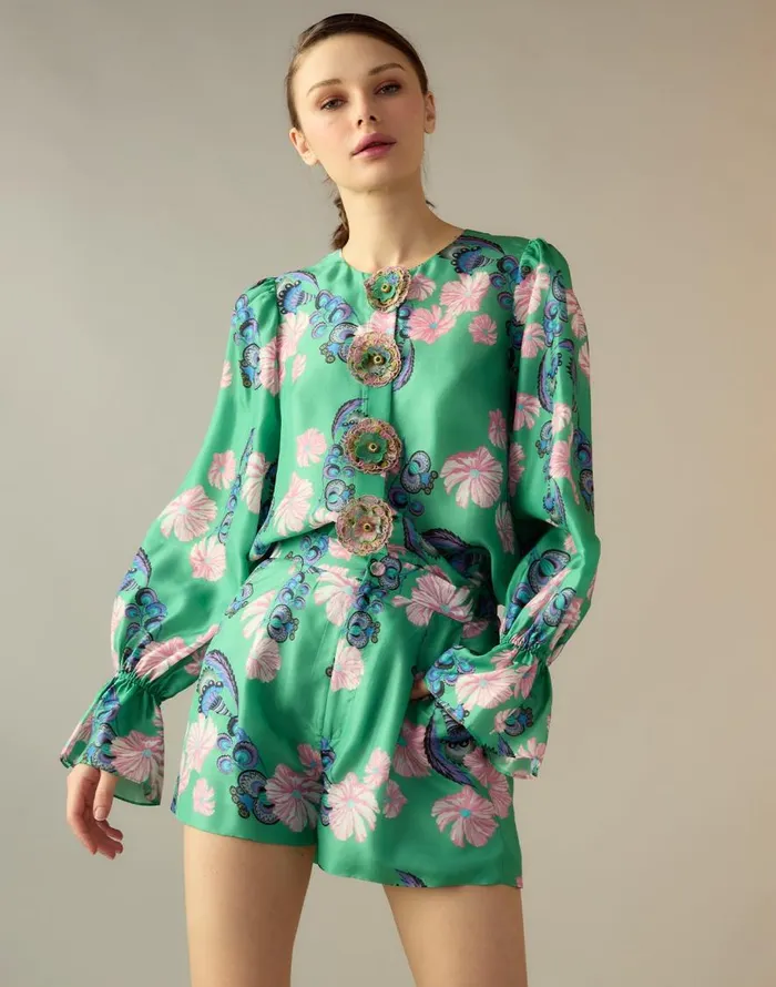 Cynthia Rowley Eden Silk Blouse Women Tops