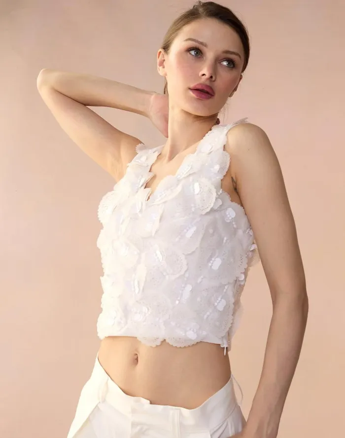 Cynthia Rowley Elle Embellished Hearts Top Women Tops Cynthia Rowley Elle Embellished Hearts Top Women Tops