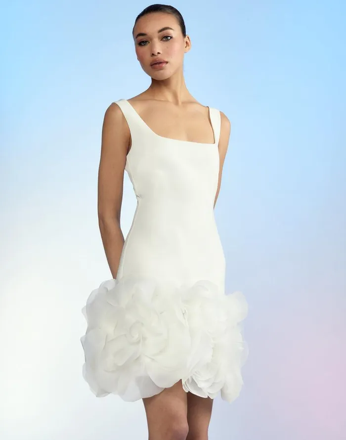 Cynthia Rowley Kourtney Organza Flower Hem Dress Women Dresses