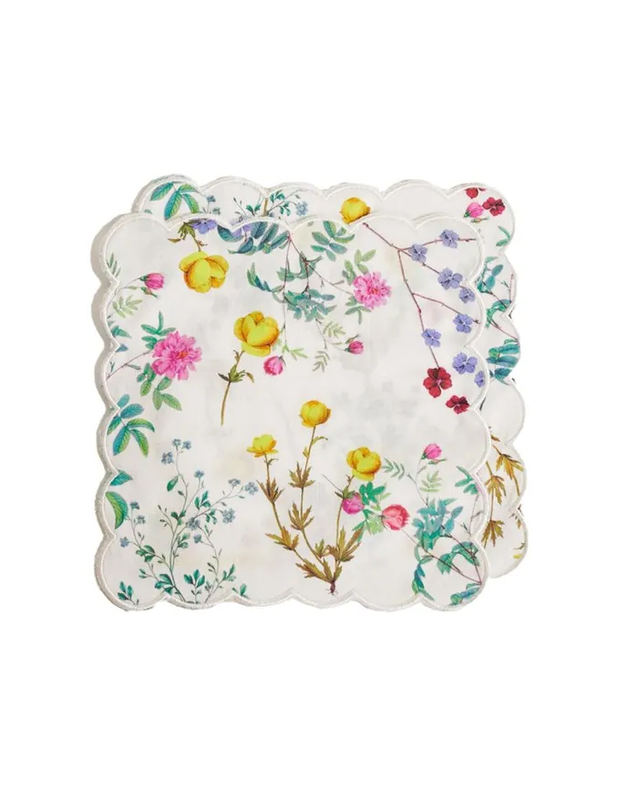 Cynthia Rowley Scallop Embroidered Edge Cocktail Napkin Women Home