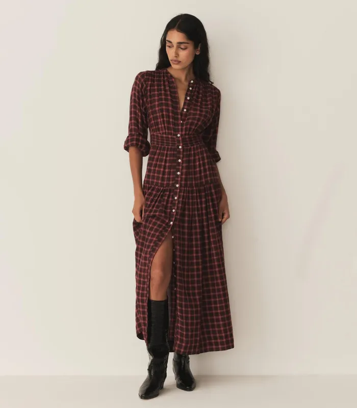 DEN Dresses Women Annika Dress Rouge Countryside Plaid