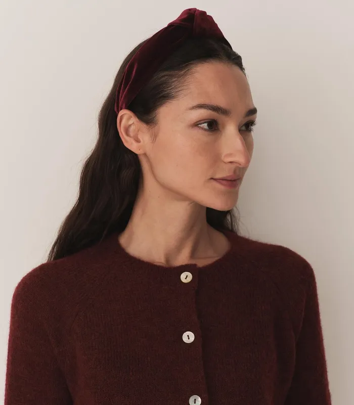 DEN Hair Accessories Women Blanche Knotted Headband Burgundy Velvet