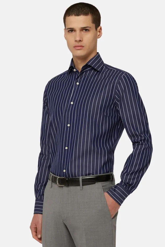 Dress Shirts Men Boggi Milano Regular Fit Blue Striped Cotton Shirt Blue Dress Shirts Men Boggi Milano Regular Fit Blue Striped Cotton Shirt Blue