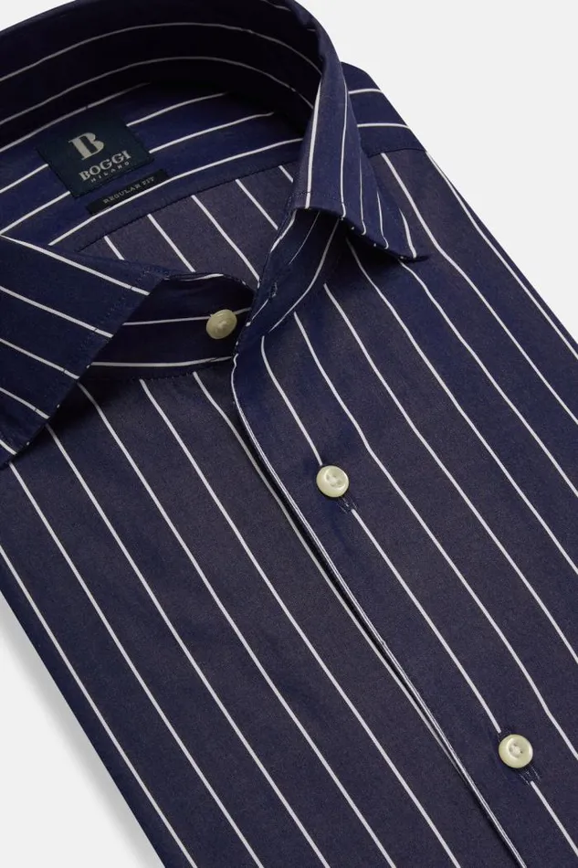 Dress Shirts Men Boggi Milano Regular Fit Blue Striped Cotton Shirt Blue Dress Shirts Men Boggi Milano Regular Fit Blue Striped Cotton Shirt Blue