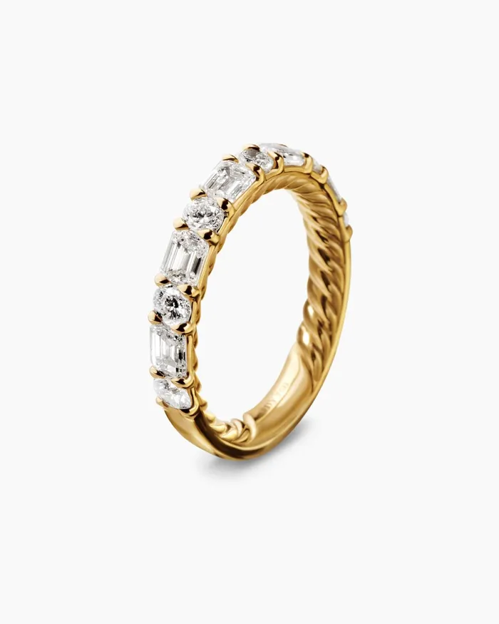 DY Infinity Alternating Diamond Band Ring In 18K Yellow Gold 33mm Women David Yurman Band DY Infinity Alternating Diamond Band Ring In 18K Yellow Gold 33mm Women David Yurman Band