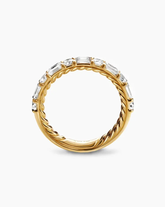 DY Infinity Alternating Diamond Band Ring In 18K Yellow Gold 33mm Women David Yurman Band DY Infinity Alternating Diamond Band Ring In 18K Yellow Gold 33mm Women David Yurman Band