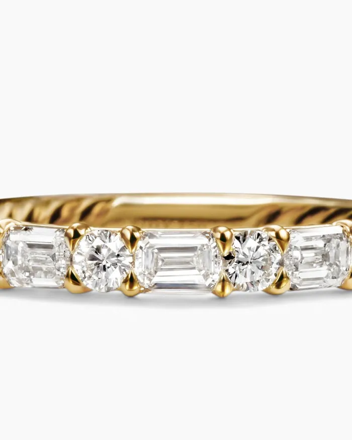 DY Infinity Alternating Diamond Band Ring In 18K Yellow Gold 33mm Women David Yurman Band DY Infinity Alternating Diamond Band Ring In 18K Yellow Gold 33mm Women David Yurman Band