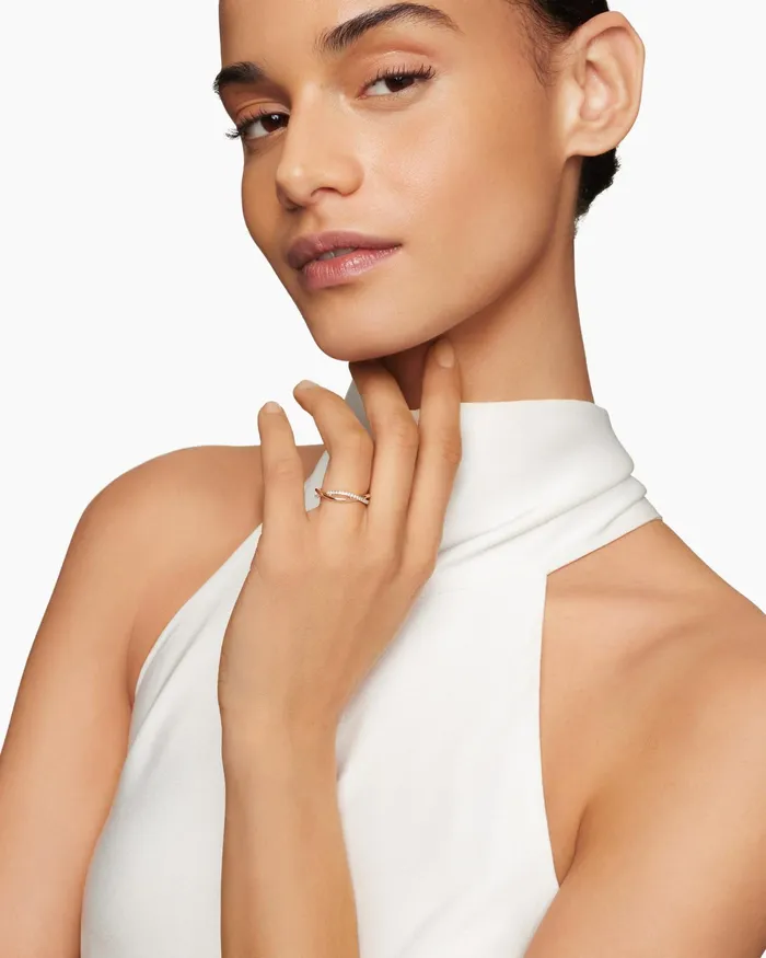DY Infinity Band Ring In 18K Rose Gold With Diamonds 418mm Women David Yurman Band DY Infinity Band Ring In 18K Rose Gold With Diamonds 418mm Women David Yurman Band