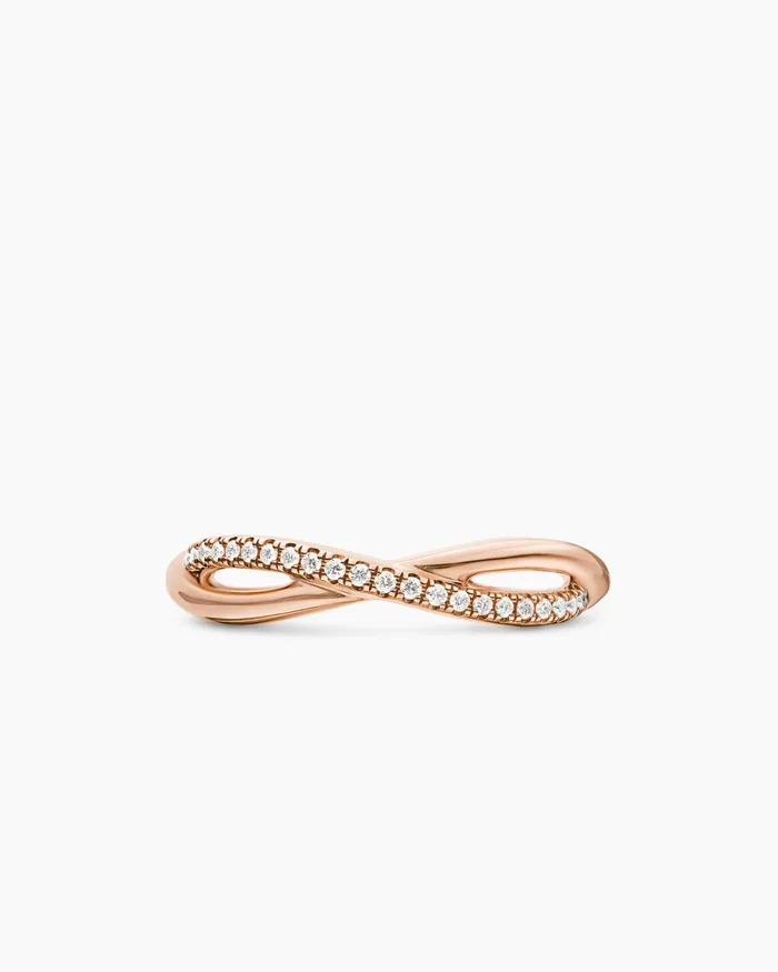 DY Infinity Band Ring In 18K Rose Gold With Diamonds 418mm Women David Yurman Band DY Infinity Band Ring In 18K Rose Gold With Diamonds 418mm Women David Yurman Band