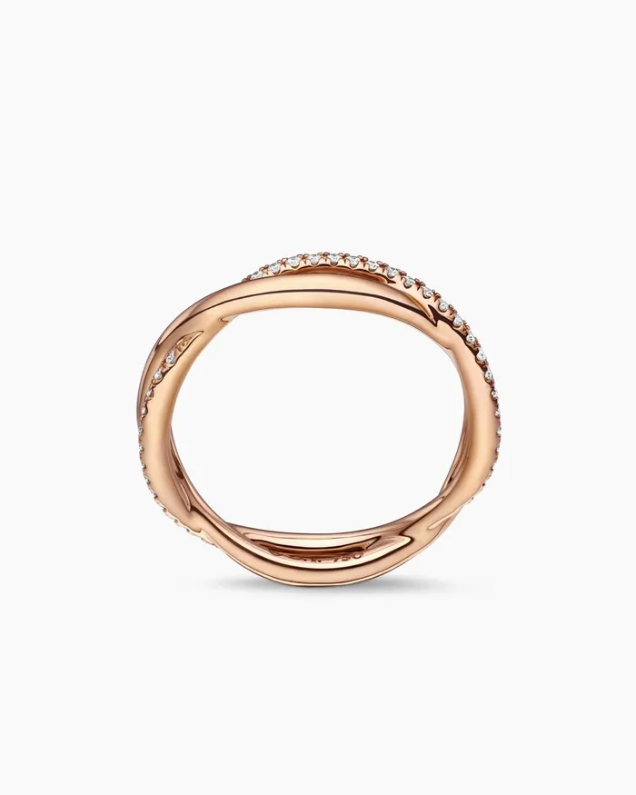DY Infinity Band Ring In 18K Rose Gold With Diamonds 418mm Women David Yurman Band DY Infinity Band Ring In 18K Rose Gold With Diamonds 418mm Women David Yurman Band