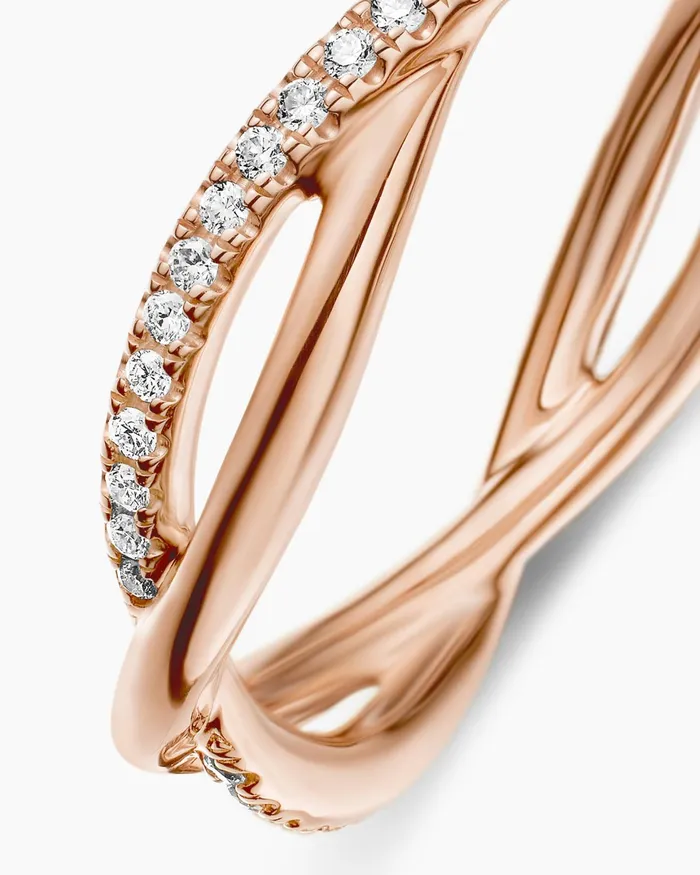 DY Infinity Band Ring In 18K Rose Gold With Diamonds 418mm Women David Yurman Band DY Infinity Band Ring In 18K Rose Gold With Diamonds 418mm Women David Yurman Band
