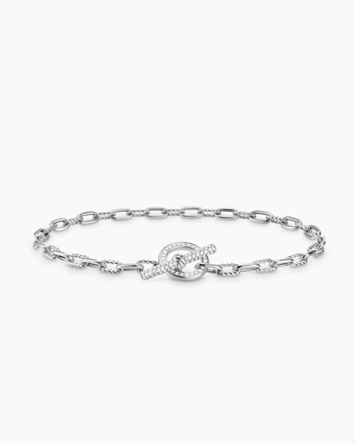 DY Madison Pav Toggle Chain Bracelet In Sterling Silver With Diamonds 3mm Women David Yurman Chain DY Madison Pav Toggle Chain Bracelet In Sterling Silver With Diamonds 3mm Women David Yurman Chain