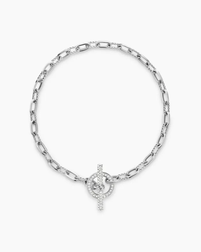 DY Madison Pav Toggle Chain Bracelet In Sterling Silver With Diamonds 3mm Women David Yurman Chain DY Madison Pav Toggle Chain Bracelet In Sterling Silver With Diamonds 3mm Women David Yurman Chain