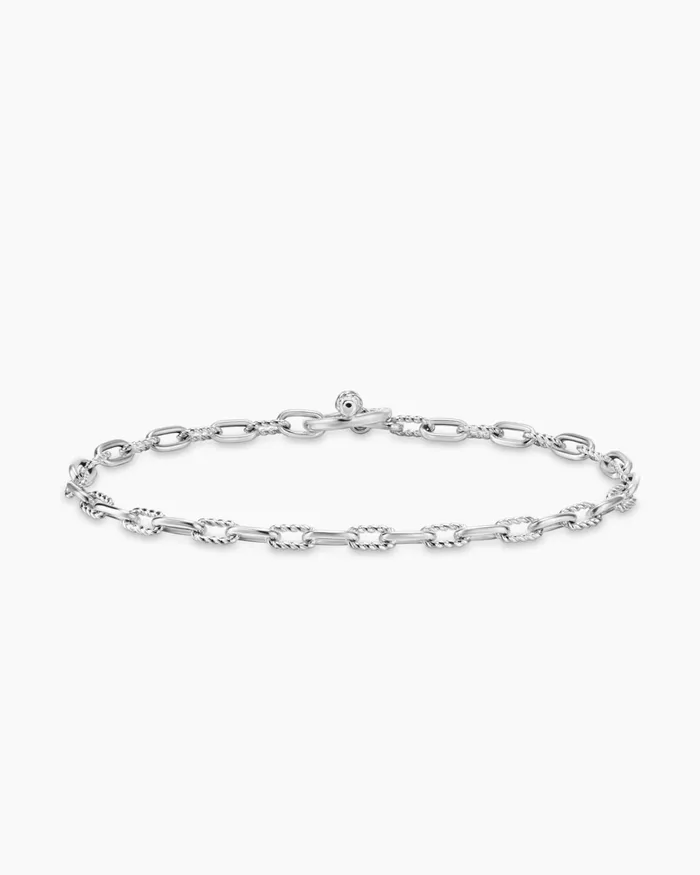 DY Madison Pav Toggle Chain Bracelet In Sterling Silver With Diamonds 3mm Women David Yurman Chain DY Madison Pav Toggle Chain Bracelet In Sterling Silver With Diamonds 3mm Women David Yurman Chain