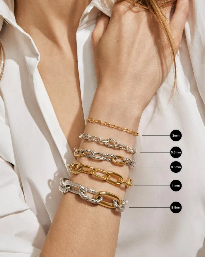 DY Madison Pav Toggle Chain Bracelet In Sterling Silver With Diamonds 3mm Women David Yurman Chain DY Madison Pav Toggle Chain Bracelet In Sterling Silver With Diamonds 3mm Women David Yurman Chain