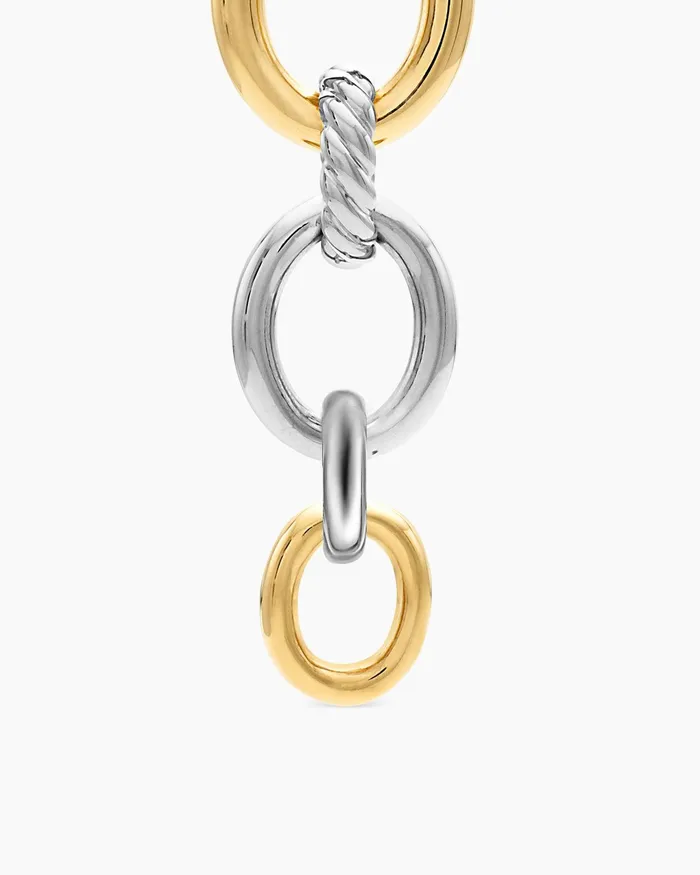 DY Mercer Linked Drop Earrings In Sterling Silver With 18K Yellow Gold And Diamonds 68mm Women David Yurman Drop DY Mercer Linked Drop Earrings In Sterling Silver With 18K Yellow Gold And Diamonds 68mm Women David Yurman Drop