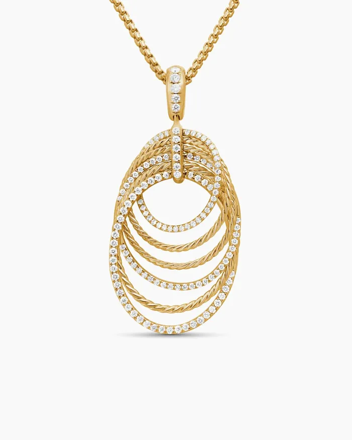 DY Origami Pendant Necklace In 18K Yellow Gold With Diamonds 38mm Women David Yurman Pendant DY Origami Pendant Necklace In 18K Yellow Gold With Diamonds 38mm Women David Yurman Pendant