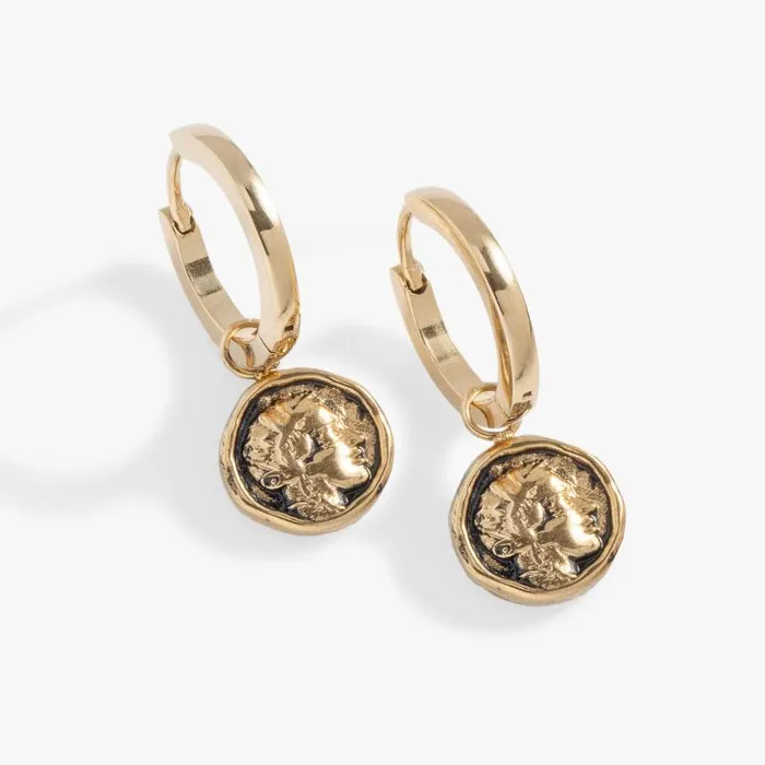 Earrings Women Alex And Ani Coin Hoop Earring Stainless Steel Gold