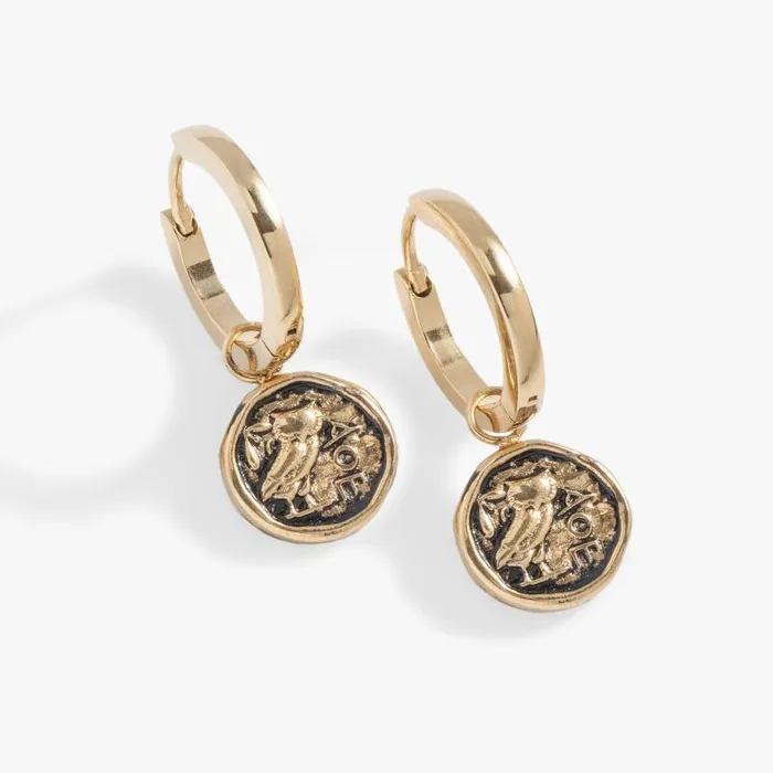 Earrings Women Alex And Ani Coin Hoop Earring Stainless Steel Gold