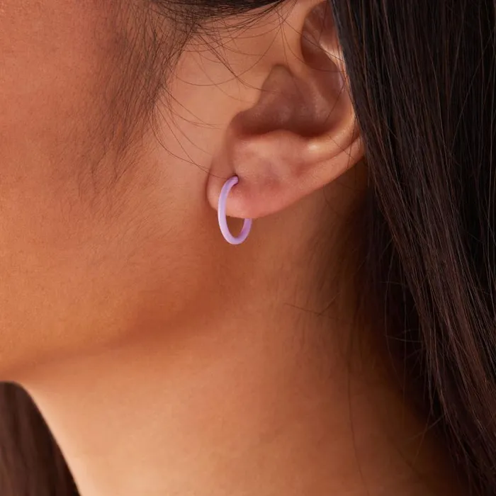 Earrings Women Alex And Ani Huggie Hoop Earrings Purple Shiny Silver