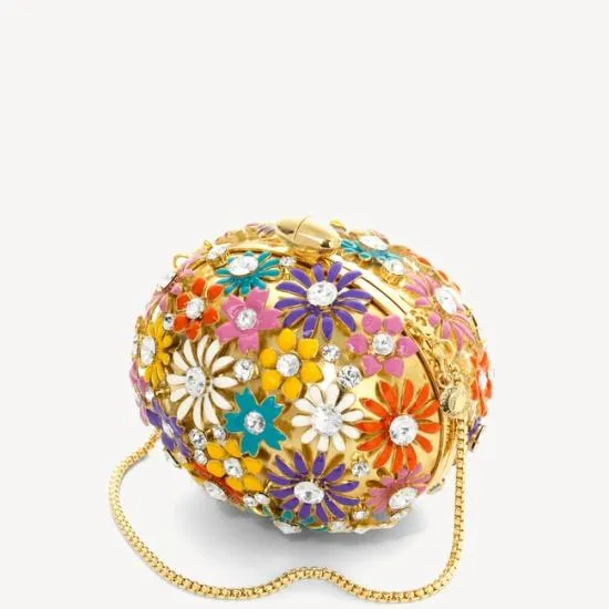 Embellished Floral Egg Clutch Multi Coloured Enamel Women Aspinal Of London Bridal Embellished Floral Egg Clutch Multi Coloured Enamel Women Aspinal Of London Bridal